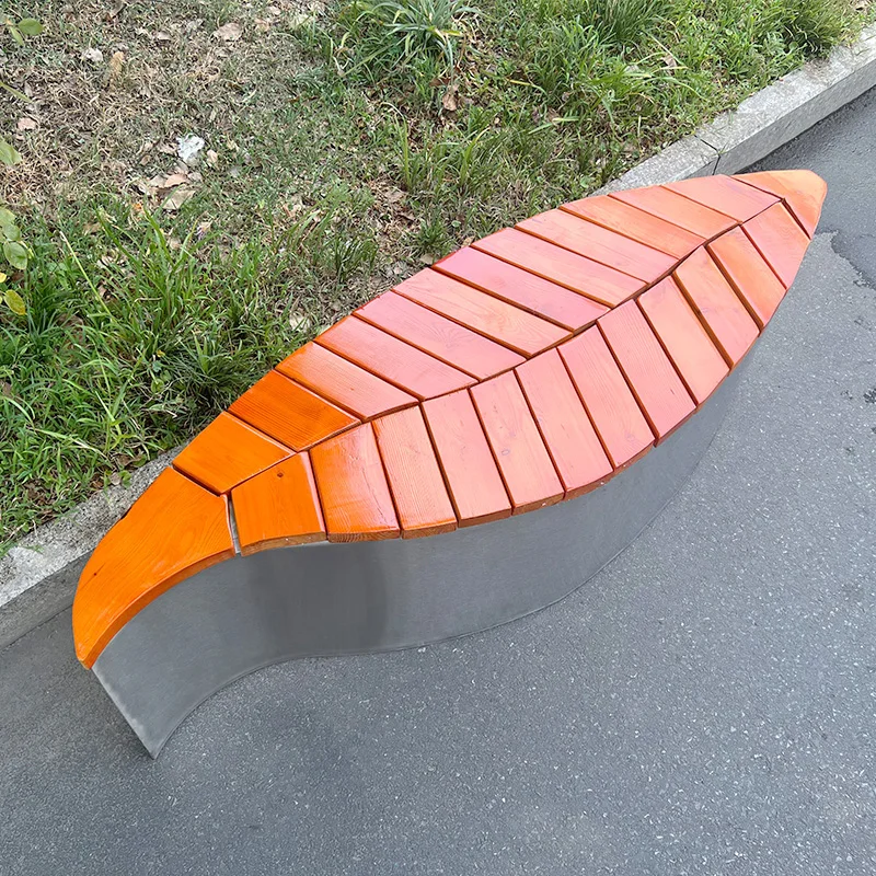 Leaf design stainless steel modern garden bench Stainless steel seating benches for outdoor and indoor