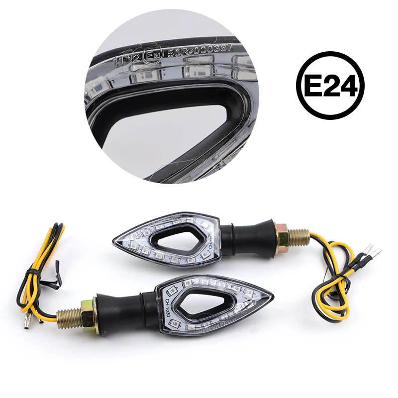 RACEPRO E24-Mark ABS Plastic LED Universal Motorcycle Turn Signals Running Mini Indicators for Honda Yamaha Kawasaki KTM SUZUKI