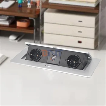 conference table hidden mounted press pop up power sockets outlet usb charging sockets Damped pop up table socket