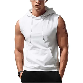 Wholesale Sleeveless Hoody Cotton Polyester Lightweight Breathable Workout Gym Sports Hoodie For Men