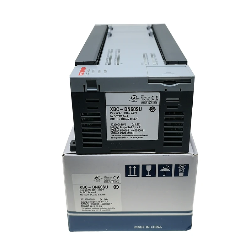 New Original XBC-DN60SU XGB series high-performance PLC main unit with 60 I/O points. It supports logic control, high-speed pulse positioning, timing and counting functions, and allows module expansion and communication networking.
