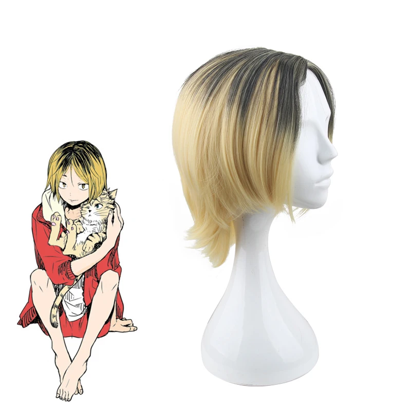 
Парик для косплея с черными корнями Омбре, парик Haikyuu Kenma Kozume 