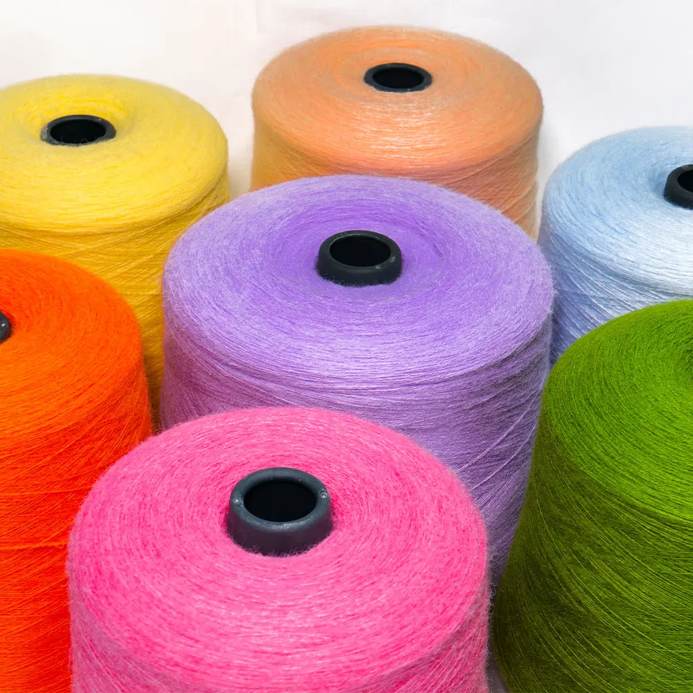 China Knitted Yarn Manufacture Blend 18S/2 40% Acrylic 30% PBT 30% Nylon Multi-Color Blended Dyed Yarn For Tufting Acrylic