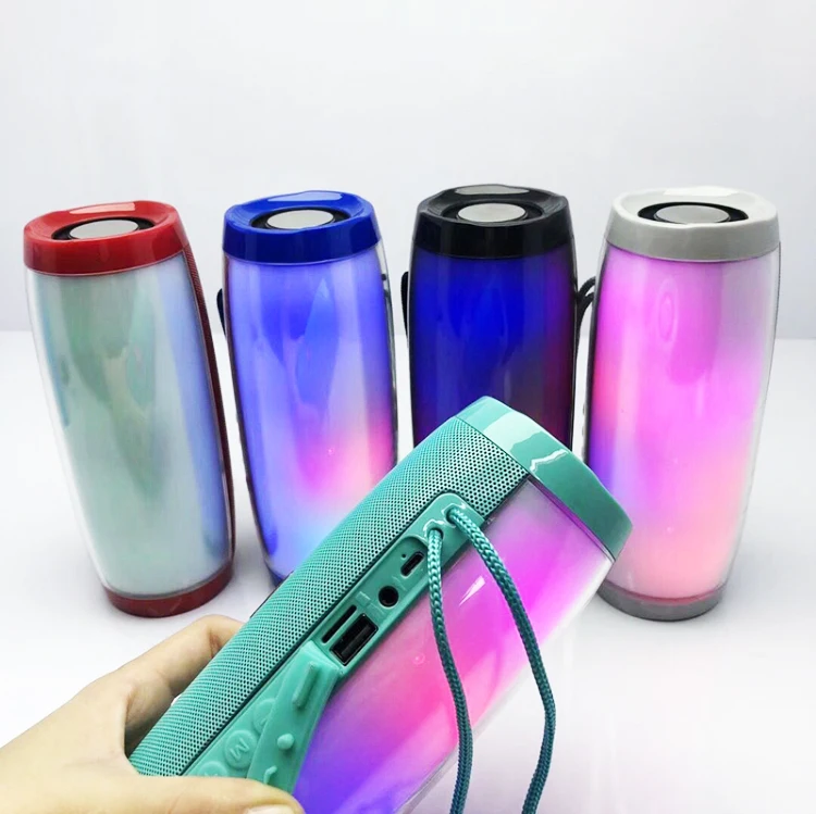 TG157 Led Flashing Light Wireless Speaker Portable With Rope Outdoor Loudspeaker 1200mah Fabric Subwoofer Fm Radio Speakers