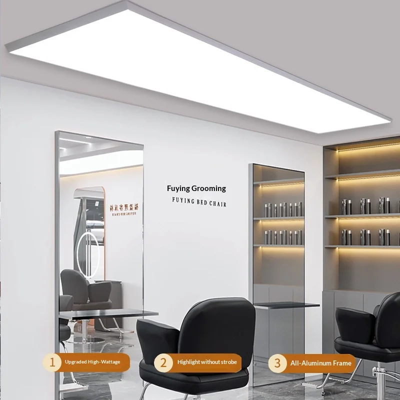 Ultra-helle, schattenfreie LED-Deckenleuchte für Friseursalons und Schönheitssalons, Aluminiumgehäuse, 6000 K, weiche Folie, hängend
