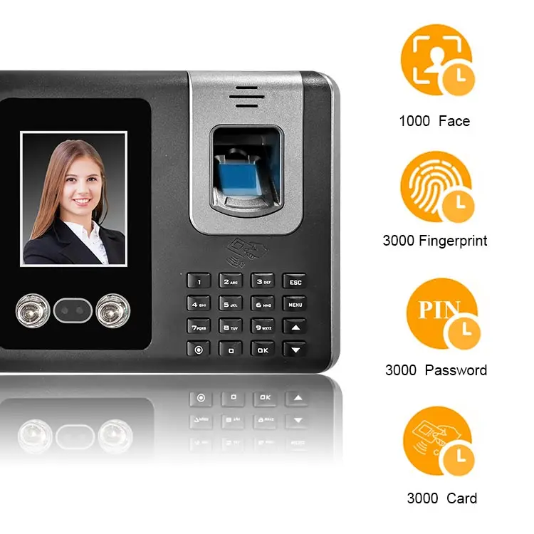 Staff Attendance System WiFi Fingerprint Facial Recognition RFID Time Recording Backup Battery Facial Detection Attendance