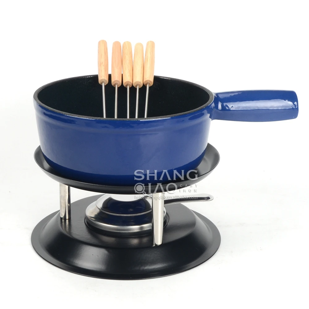 Fondue Maker Cheese Melting Pot Metal Stand With Stainless Steel Forks