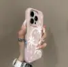 Design a schermo intero con fiocco di neve rosa.