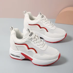 New Trend Thick Bottom Running Shoes for Women Breathable Mesh Sport Sneakers Internal Height Increased Walking Style Shoes