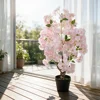 Albero in vaso di fiori di ciliegio artificiali rosa chiaro da 80 cm