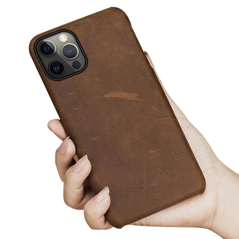 2021 luxury crazy horse genuine cowhide leather shockproof iphone 13 pro max phone case for i phone 13