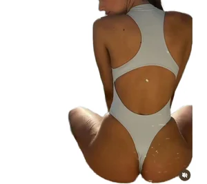 Custom Plus Size Women's Sexy Monokini One-Piece Swimwear Push-Up Bra Solid Pattern Maternity Thong Bottom for Beach Carnivals