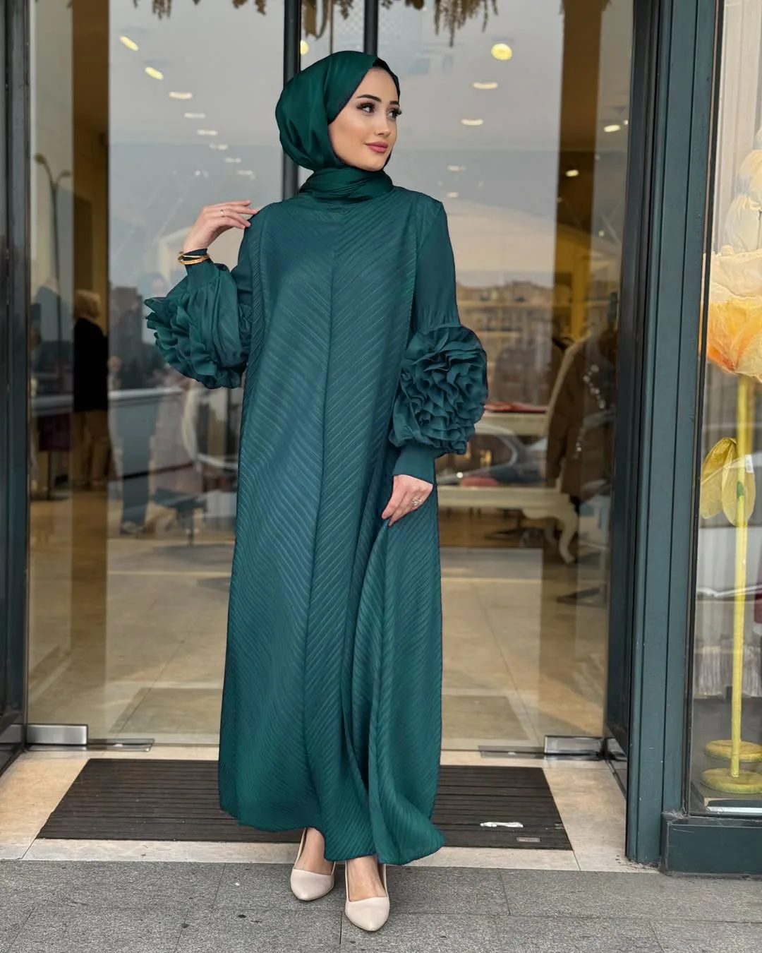 pleated abaya dress Miyaki Women's Pleated Abaya Dress