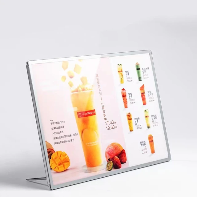 Milk Tea Shop Menu Lightbox Price List Design Bar Counter Led Illuminated Ordering Board Vertical Display Board