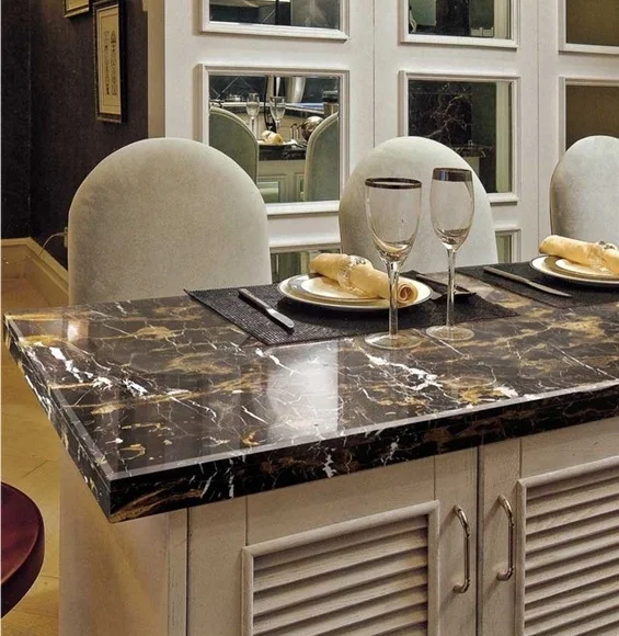 YDSTONE Black Portoro Marble Tiles Cut-to-Size for Indoor Decoration Balcony Waterstone Floor Tiles for Exterior