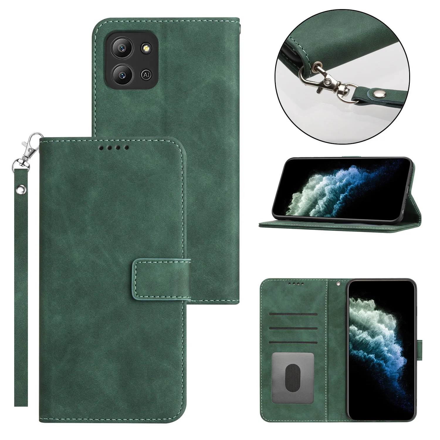Custodia Portafoglio In Pelle PU Per Xiaomi Mi 11 Lite – Marrone, Con Slot Carte E Chiusura Magnetica