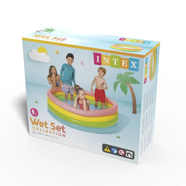 "Intex Classic Four-Ring PVC Fluorescent Swimming Pool for Kids Outdoor Grass Play"