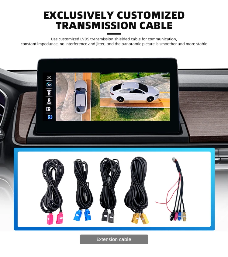 Wemaer LVDS Cable 4 Ways Car Cameras System HD 3D Reverse Backup Rear Side View Camera for BMW Audi Benz Toyota Honda factory