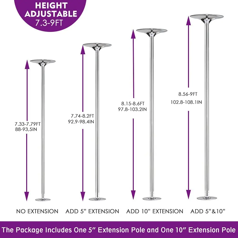 45mm Portable Dancing Pole 125mm Dance Pole Extension Fo 45mm Pole Dancing ... - EBay Xpole Extension 45mm Chrome