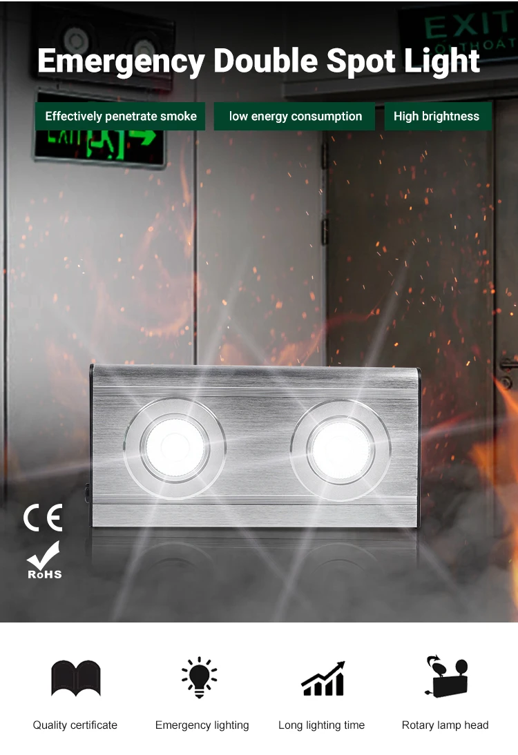New Style COB Double Heads Emergency Light Wall Mounted Led Rechargeable Led Fire Emergency Light