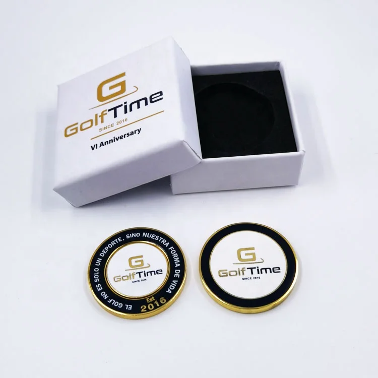 Custom gold metal white letter magnetic Golf ball marker metal poker chips