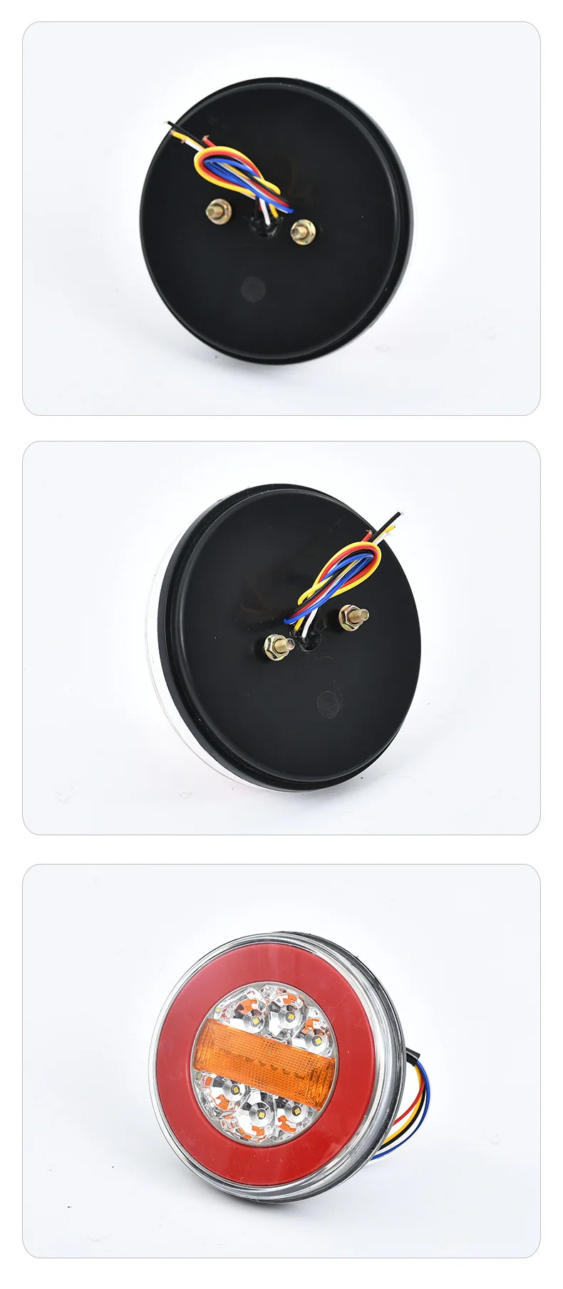 High-performance 12-24v Truck Led Tail Light 5.5inch Round Brake Turn Tail Lights for Truck White Red Amber 6