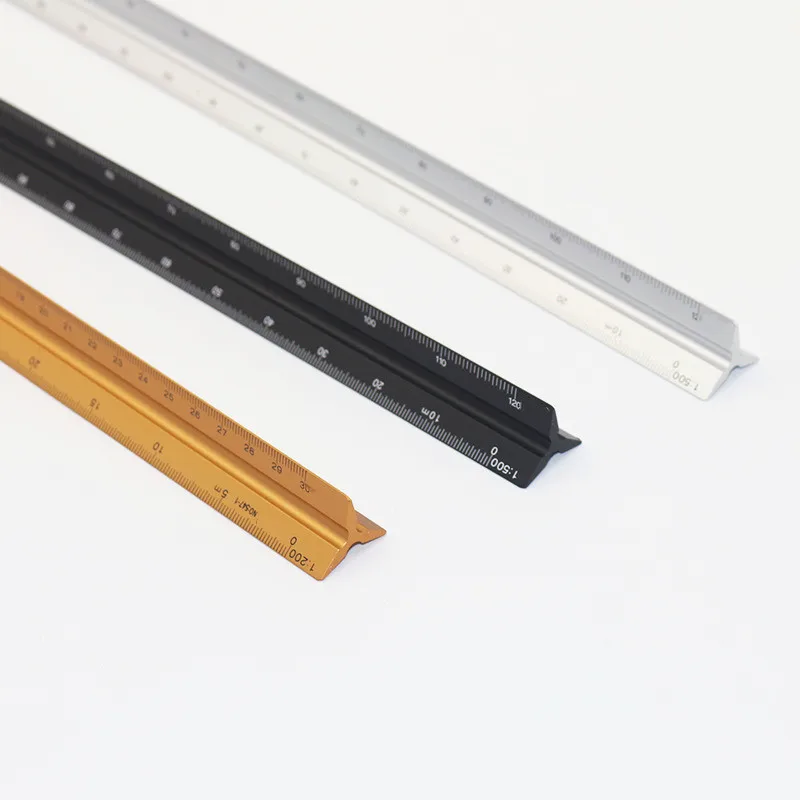 30cm Aluminium Alloy Metal Ruler Triangle Scale Architect Engineer Technical Ruler Measuring Tools Design Drawing Accessories.jpg