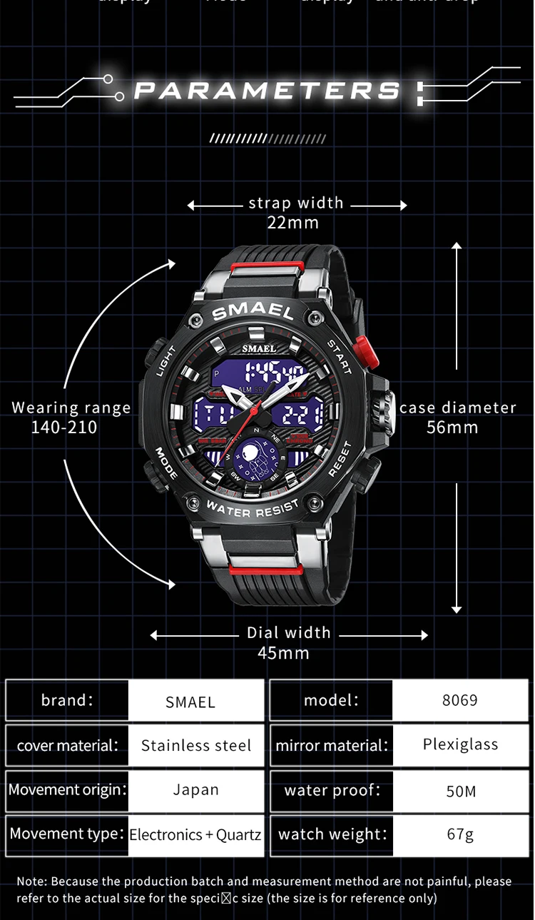 Smael 8069 Digital Watch Sport Men Analog Mens Digital Watch Waterproof ...