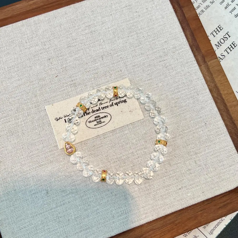 KAKODIY gourd 18K gold plated 925 sterling silver jewelry natural white crystal bead chain bracelet detail 2