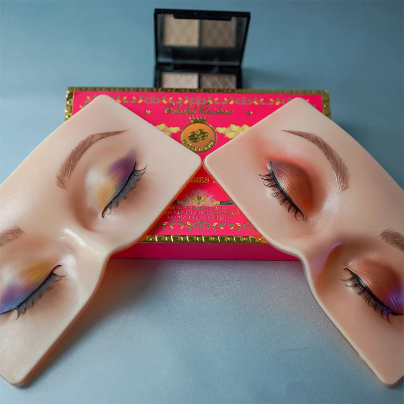 Practicing Makeup Kit Silicone Practice Face Eyeshadow Eyelash Beginners Makeup Training Reusable Practicing Makeup Board