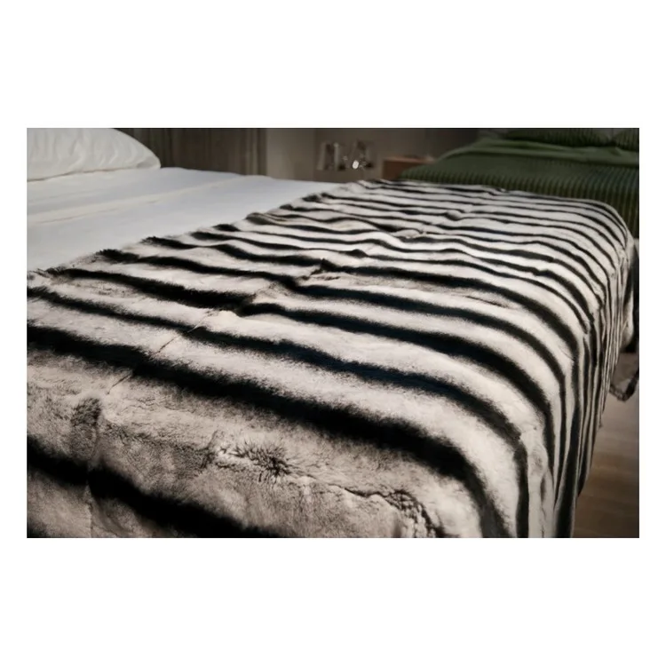 Luxury Super Soft Fluffy Throw for Sofa Bed Fuzzy Plush Shaggy Fall Throw Real Rex Fur Winter Blanket For Home Hotel