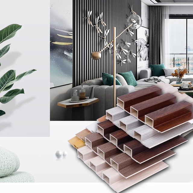 Top Quality Eco-Friendly WPC Wall Panel Bamboo Fluted Panels  golden Wallboard for Interior home decor