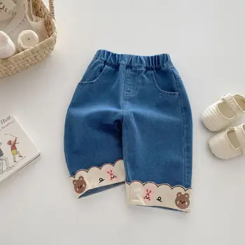 Girls Fashion Jeans Spring and Autumn New Stylish Children Clothing Girl Soft Casual Sweet Baby Pants