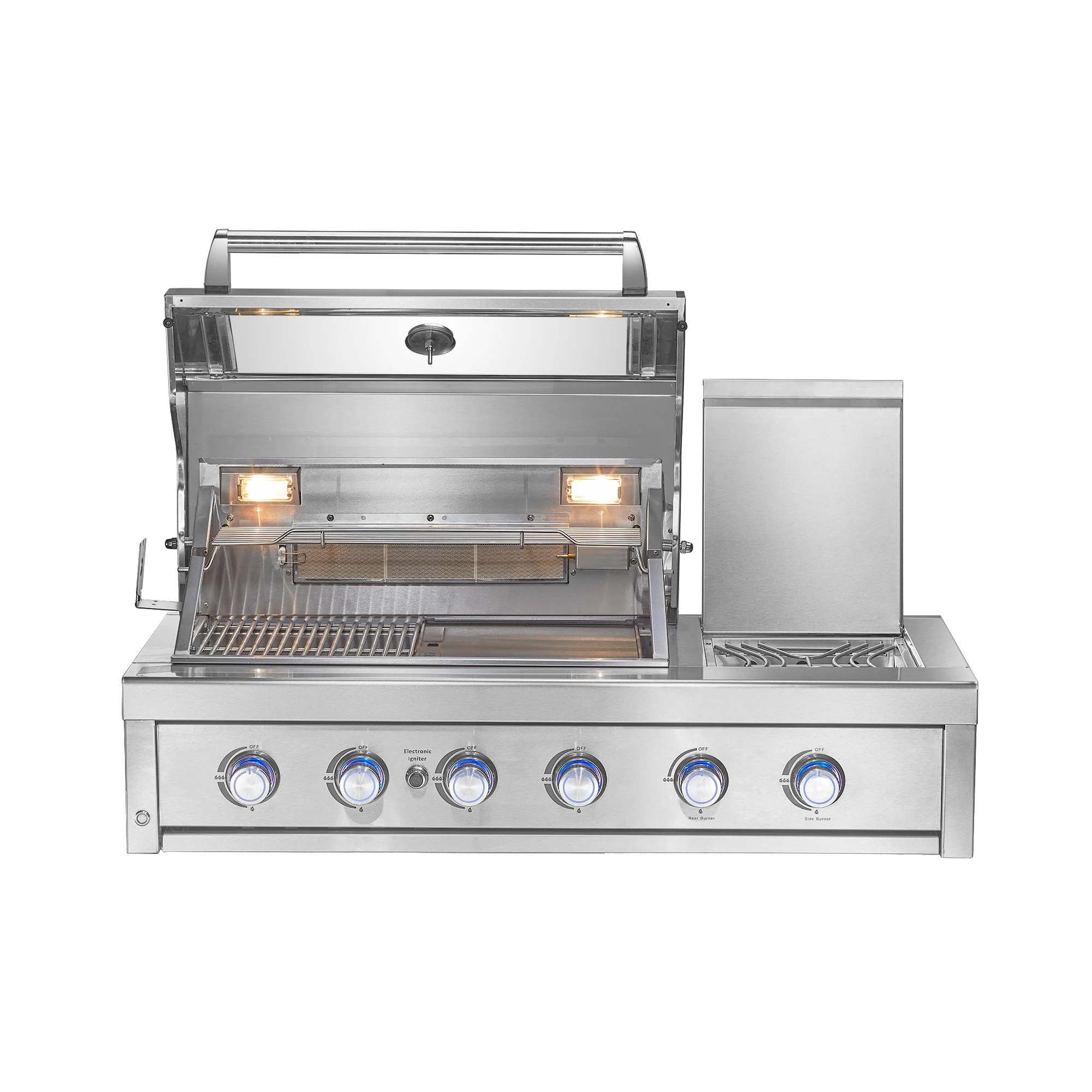 6 Stainless Steel Burner Double Hood Built In Bbq With Side Burner ...
