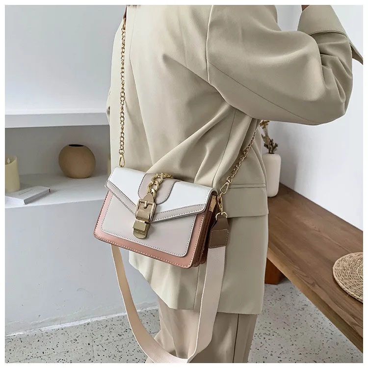 New Arrival Popular Summer Contrast Color Ladies Cross Body Bag PU Leather  Luxury Purses Small Handbags for Women Shoulder Bag