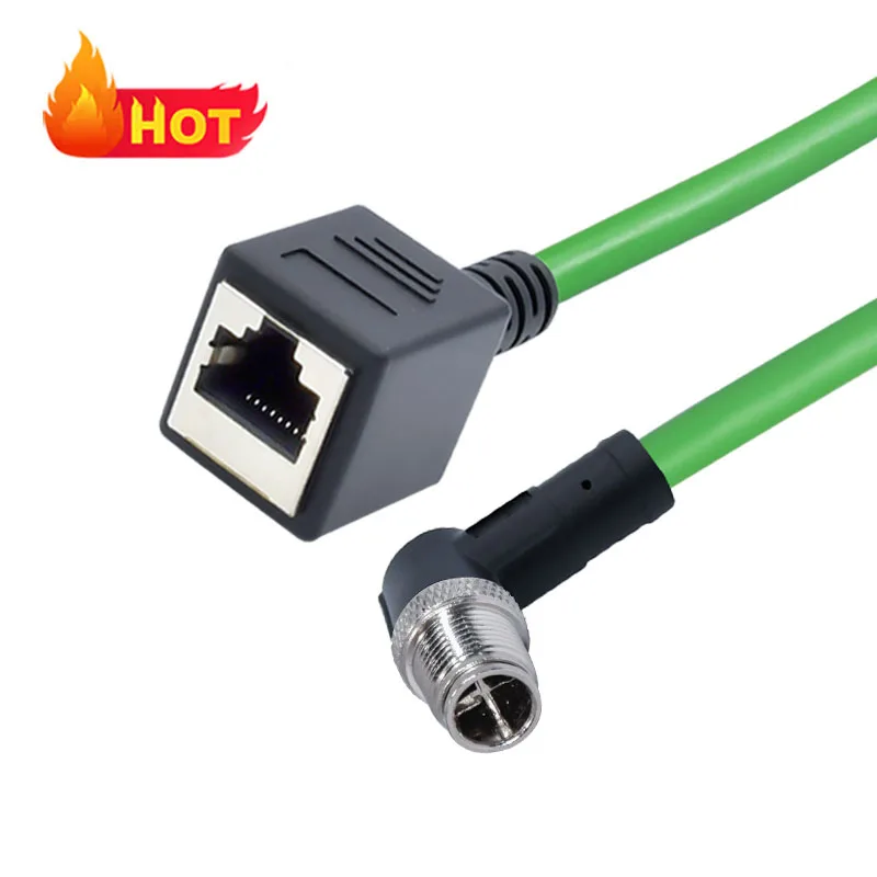 M12 to RJ45 B D X code Industry Ethernet cable connector IP67 camera connection line signal data transmission connector