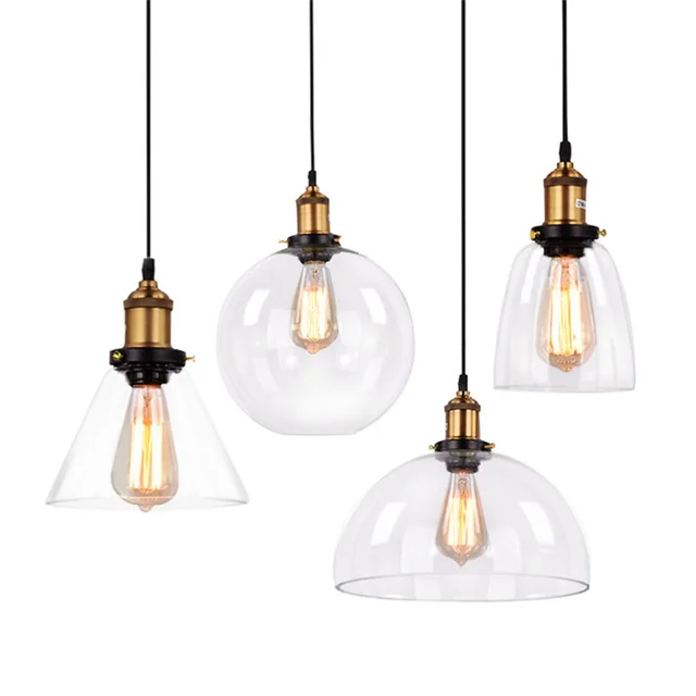 Wholesale Modern Glass Chandelier Indoor Blown Clear Amber Glass Pendant Farmhouse Hotel Dining Room Glass Ball Hanging Light