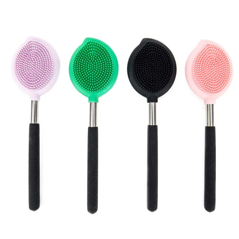 Portable Telescoping Silicon Prongs Scalp Massage Back Scrubber For 