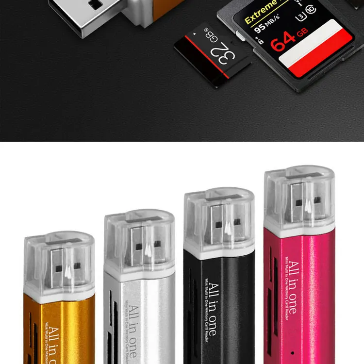 USB2.0 4 in 1 Multi Memory Card Reader All in One Card Reader  for Mini SD/MMC/TF Card/MS Lector de tarjetas