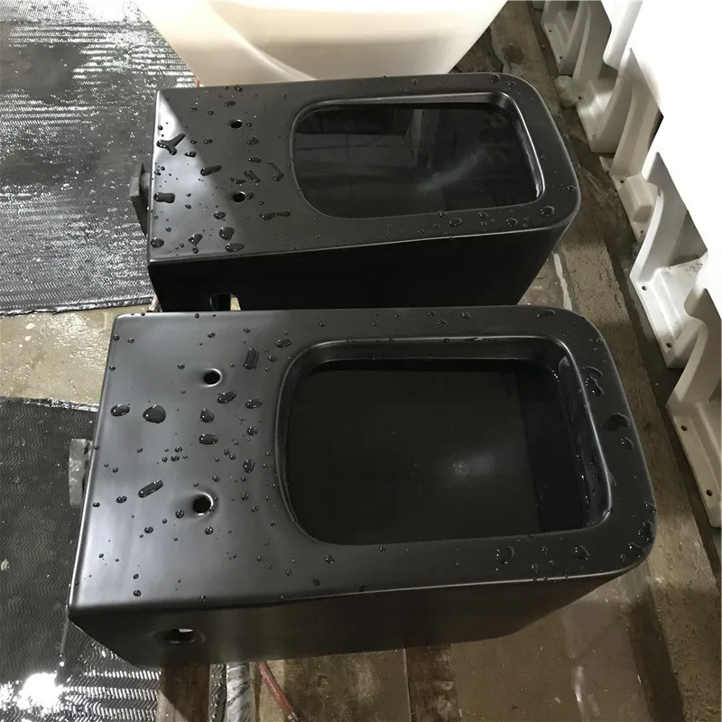 Northern Europe Modern High End Custom Designer Bathroom WC Matte Black Wall Hung Toilets
