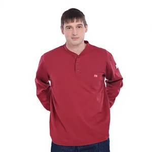 Factory Supply Safety Work Shirt Flame Resistant NFPA2112 Long Sleeve Light Weight (FR) Henley Shirt