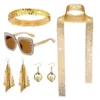 Gold round earrings 5-piece set
