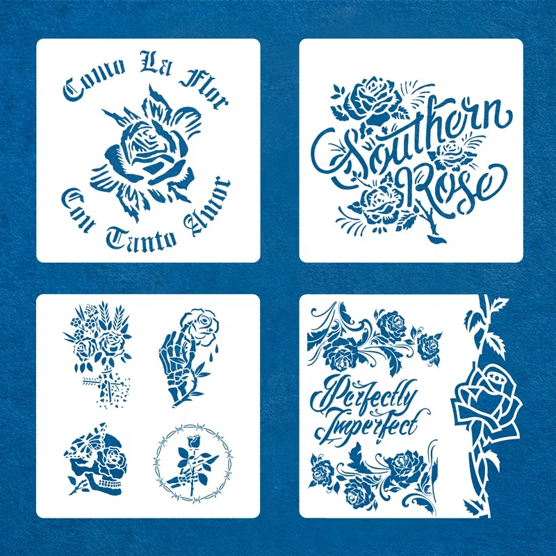 4pcs Wholesale Custom Rose Stencil Template Painting Decorating ...