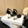 Tomaia in pelle nera-tacco dorato-9 cm