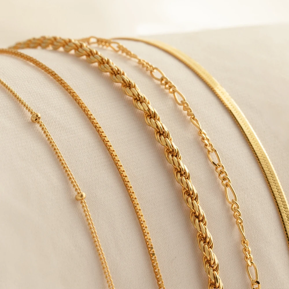 Minimalist Dainty 18k Gold Plated Stainless Steel Herringbone Bracelet ...