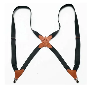 Popular Wide Mens Braces Adjustable Elastic Suspender with metal Clip for wholesale