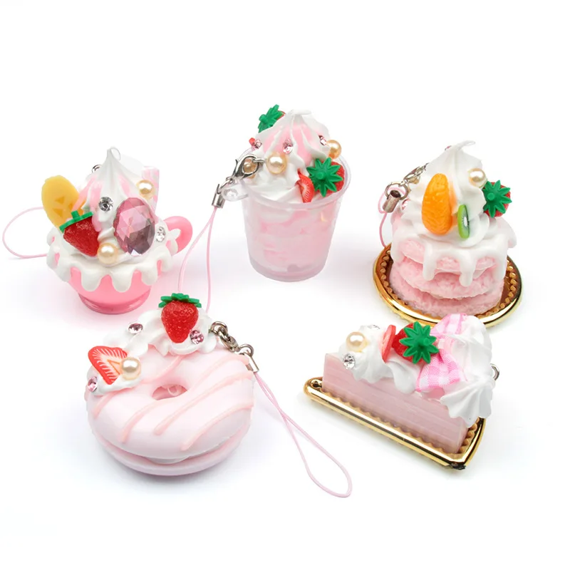 PVC Japanese Simulation Food Mini  Cake Ice Cream Cup Small Dessert Keychain Charm Pendant