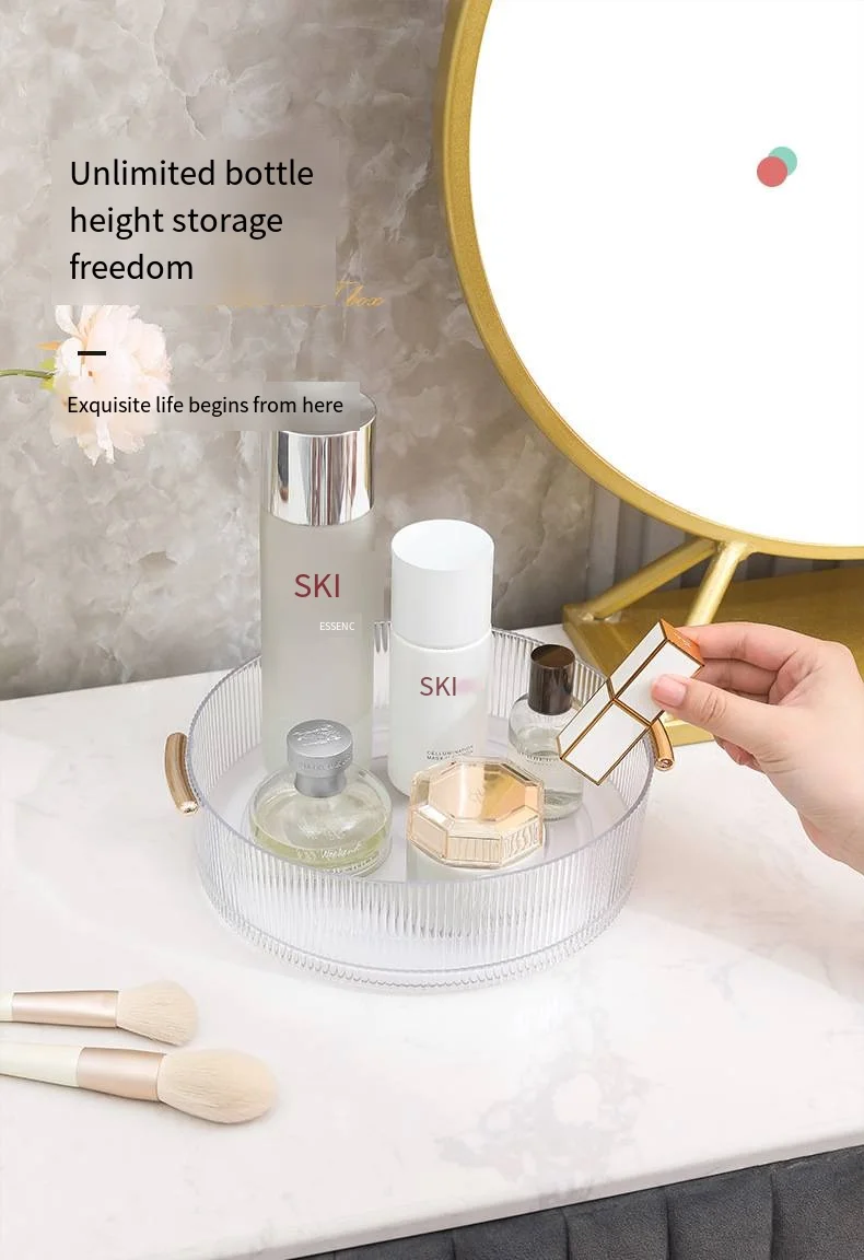 360-degree rotating makeup storage box Dresser desktop skin care shelf Kitchen seasoning non-slip finishing manufacture