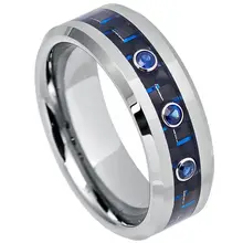 Fashion Men Luxury jewelry mens tungsten wedding band men tungsten carbide ring with cz inlay Comfort Fit