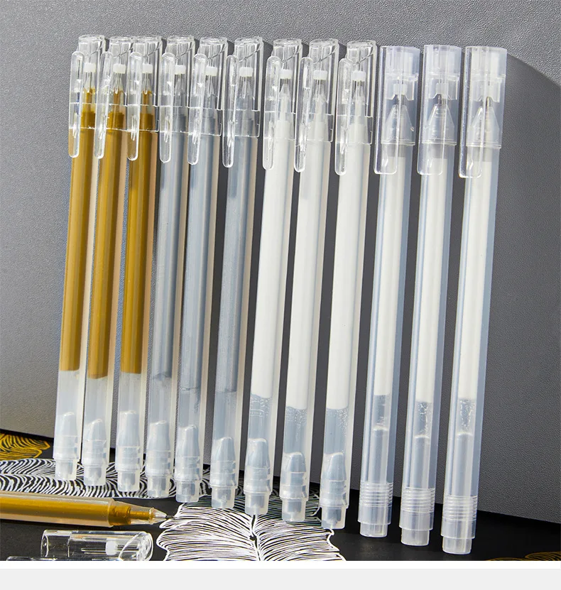 Classic 0.5mm Gel Ink Pens Bright White Highlight Marker Set_voghion.com
